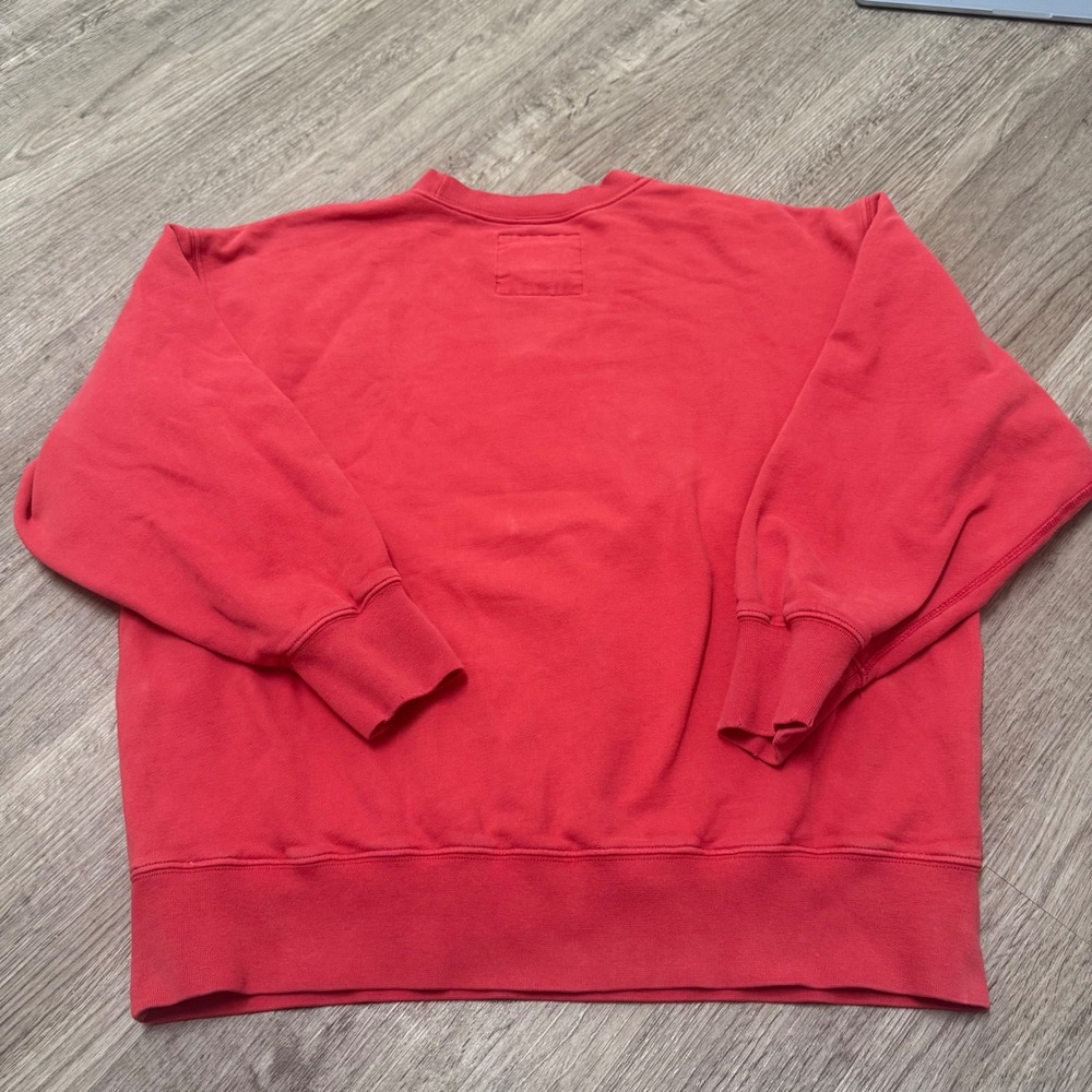 American Eagle Womens Red Crewneck Sweatshirt Blue Logo Graphic S Small - Picture 7 of 7